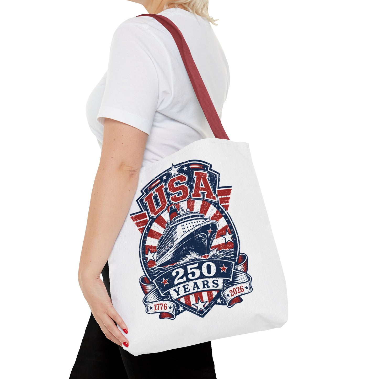USA 250 Years Commemorative Tote Bag — 1776-2026 Patriotic Cruise Emblem