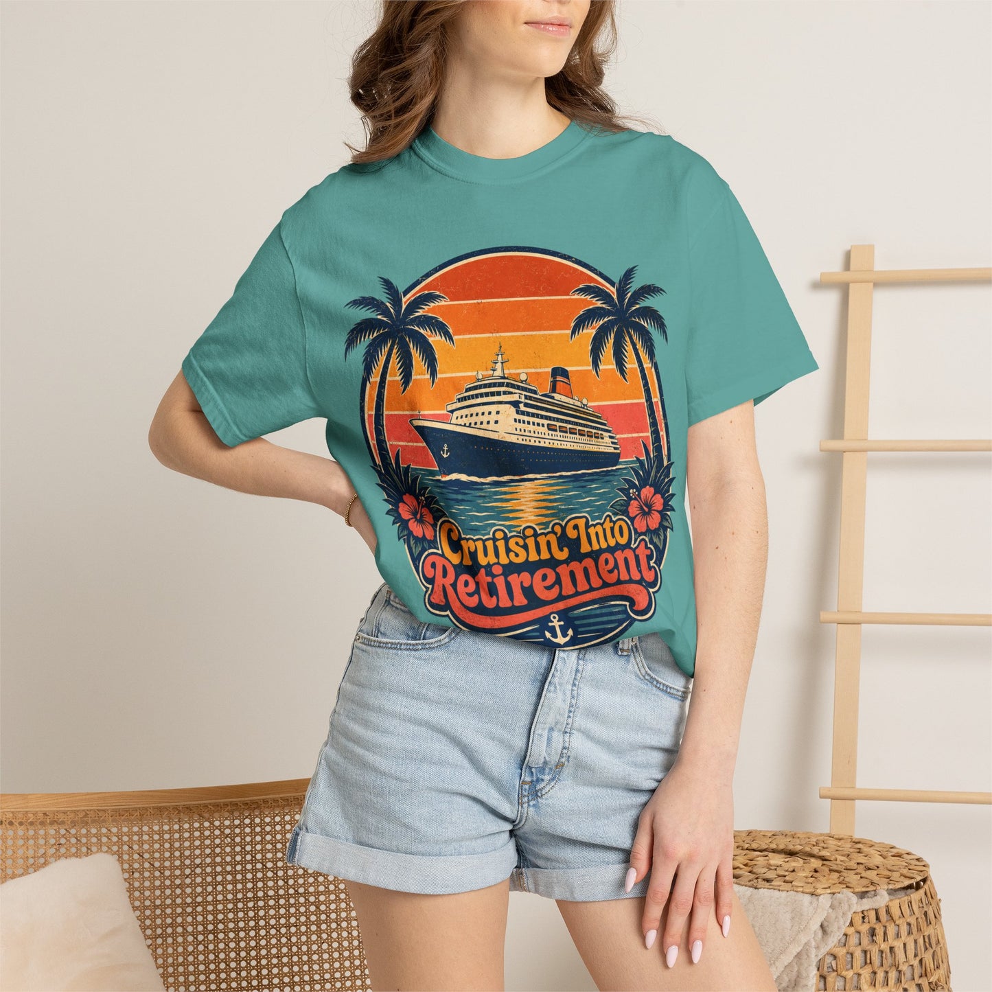 Cruisin' Into Retirement T-Shirt — Retro Cruise Vacation Retirement Gift
