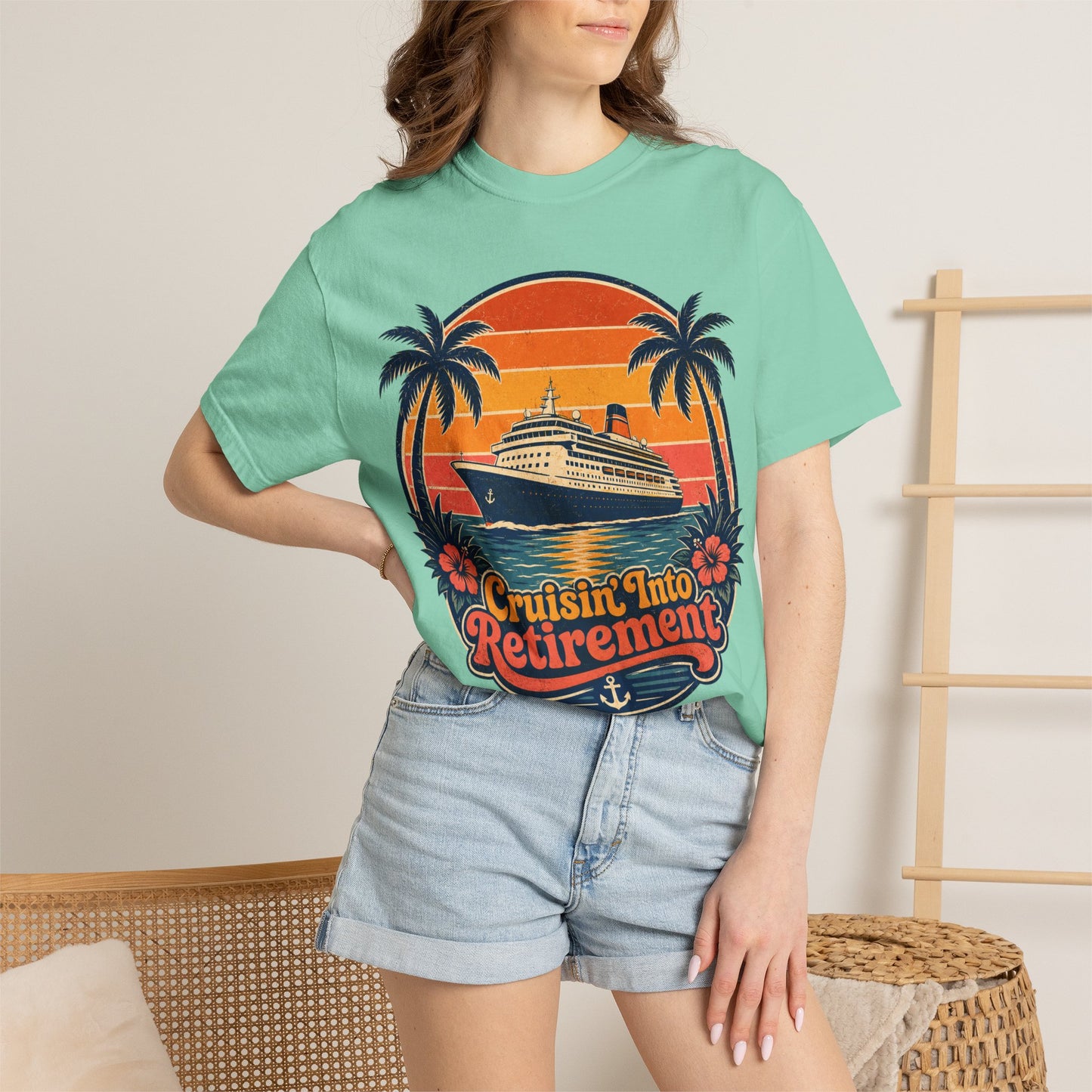 Cruisin' Into Retirement T-Shirt — Retro Cruise Vacation Retirement Gift