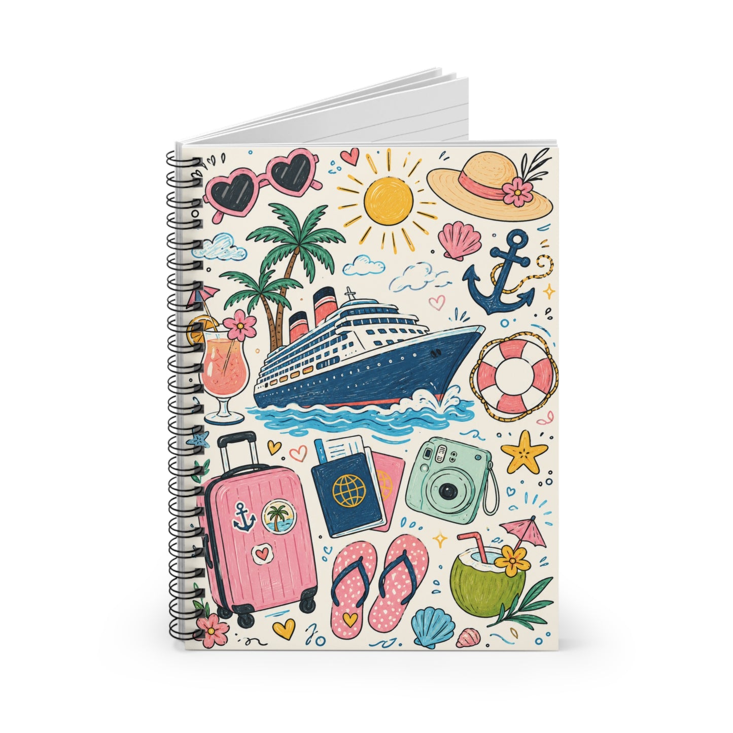 Travel Doodles Cruise Spiral Journal