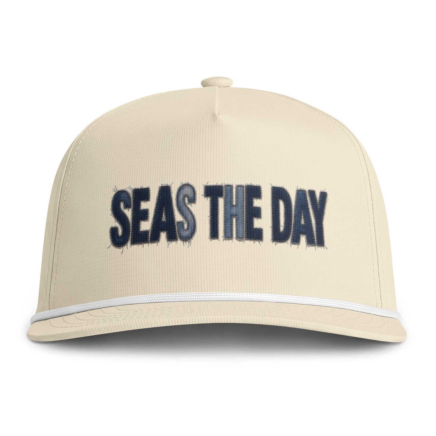 Seas The Day Rope Cap — Nautical Sunwashed Trucker Hat