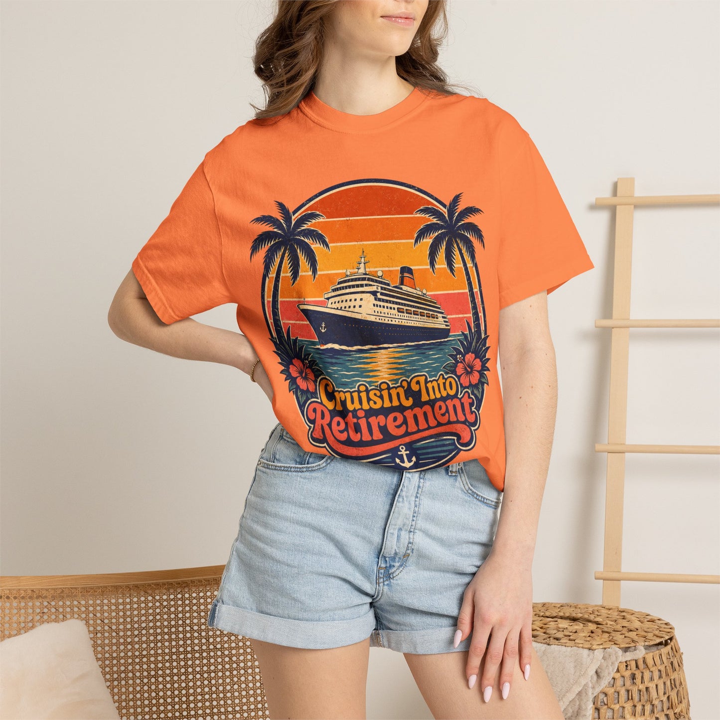 Cruisin' Into Retirement T-Shirt — Retro Cruise Vacation Retirement Gift