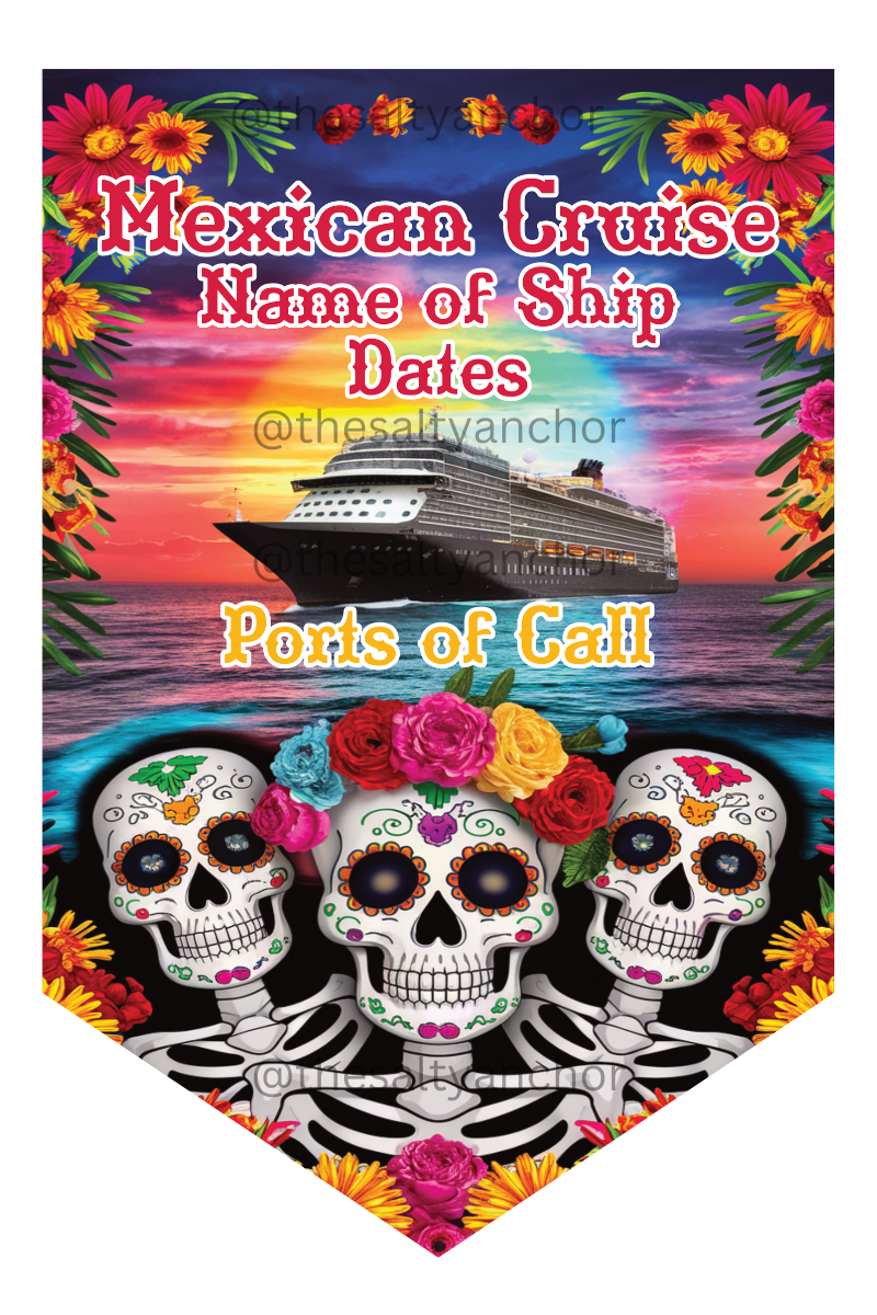 Mexican Cruise Sugar Skulls - Cruise Door Flag