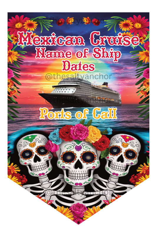 Mexican Cruise Sugar Skulls - Cruise Door Flag