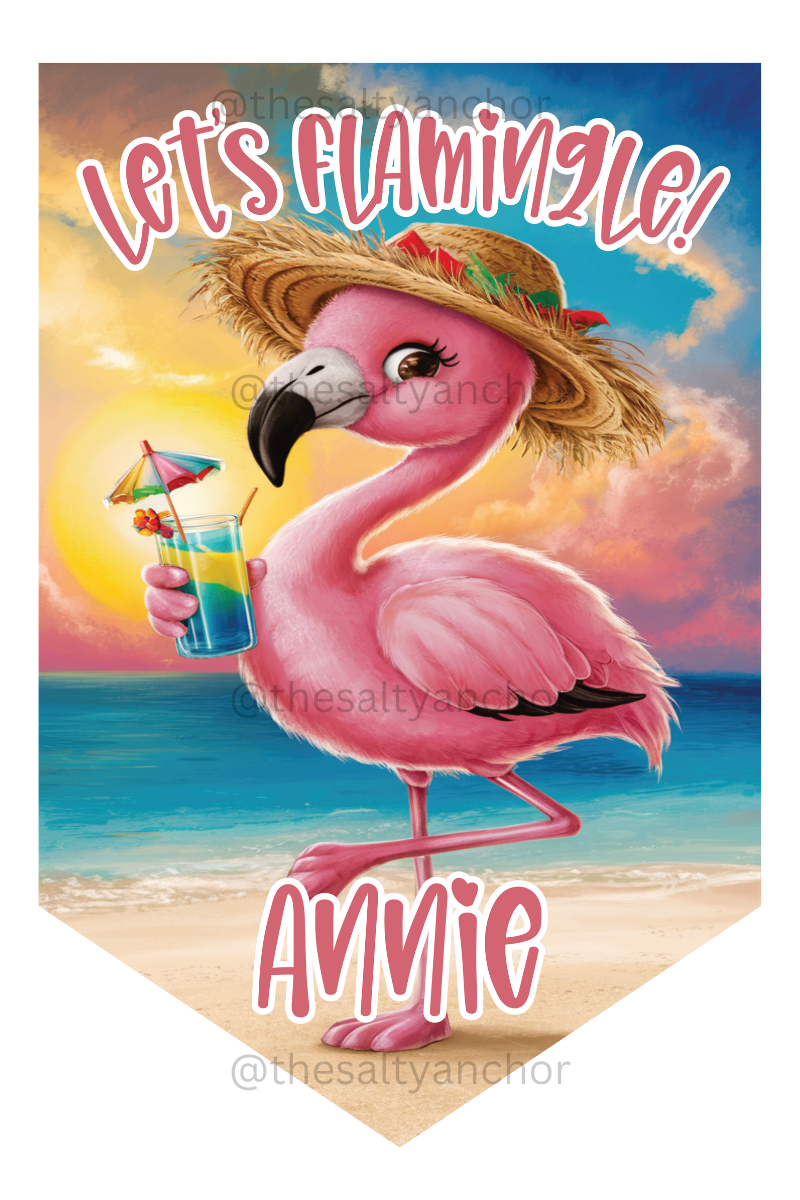 Let's Flamingle - Cruise Door Flag