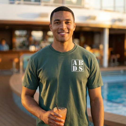 ABDS Embroidered Logo Garment‑Dyed Casual Tee