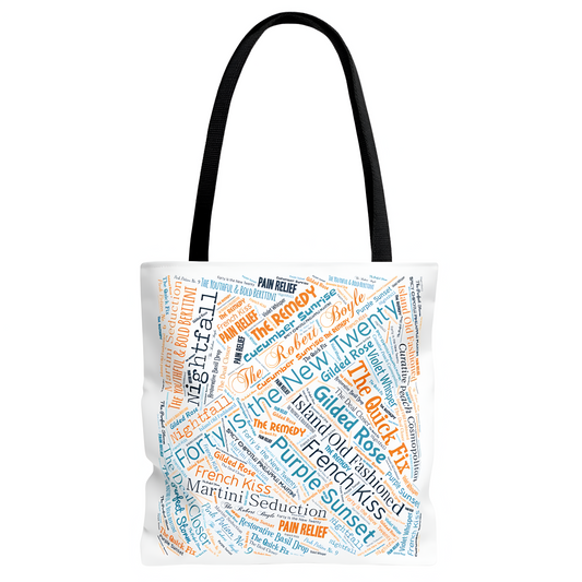 Alchemy Bar Cocktail Chic Word Art Tote Bag for Cruising and Everyday Adventures