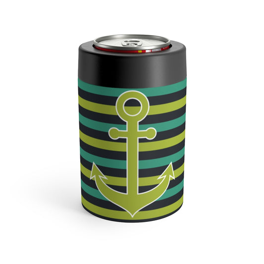 Green Stripes and Anchor Can Holder - The Salty Anchor