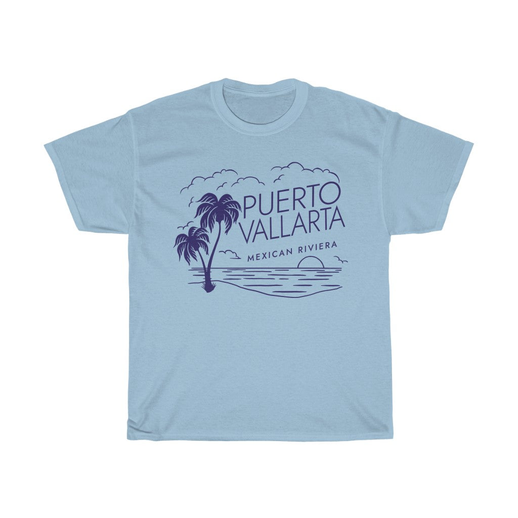Puerto Vallarta Tropical Sunset Unisex Heavy Cotton Tee - The Salty Anchor