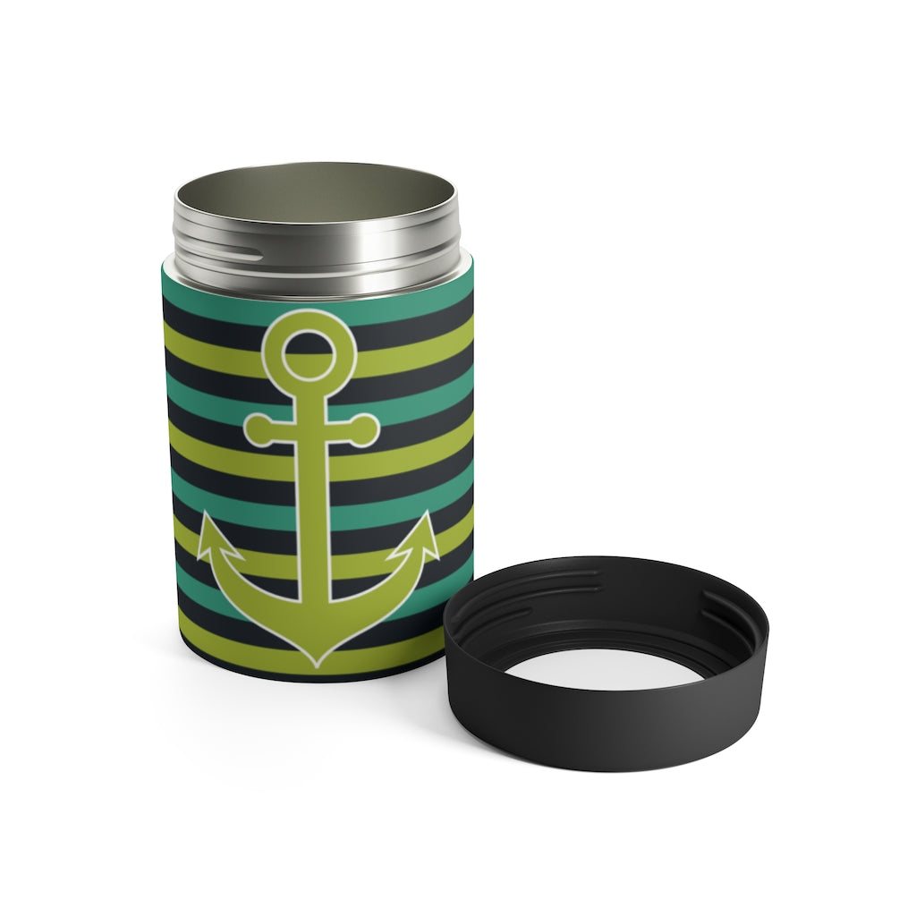 Green Stripes and Anchor Can Holder - The Salty Anchor