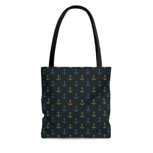 Nautical Anchors & Stripes All Over Print Tote Bag - The Salty Anchor