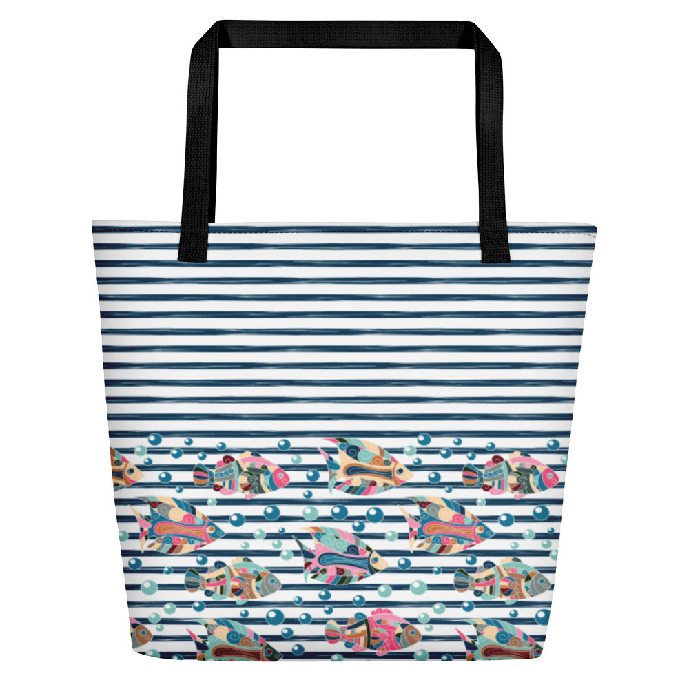 Tropical Fish and Stripes Beach Bag - The Salty Anchor