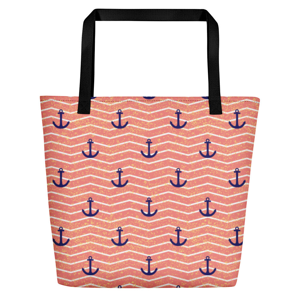 Sailor Pink and White Stripes Beach Bag - The Salty Anchor