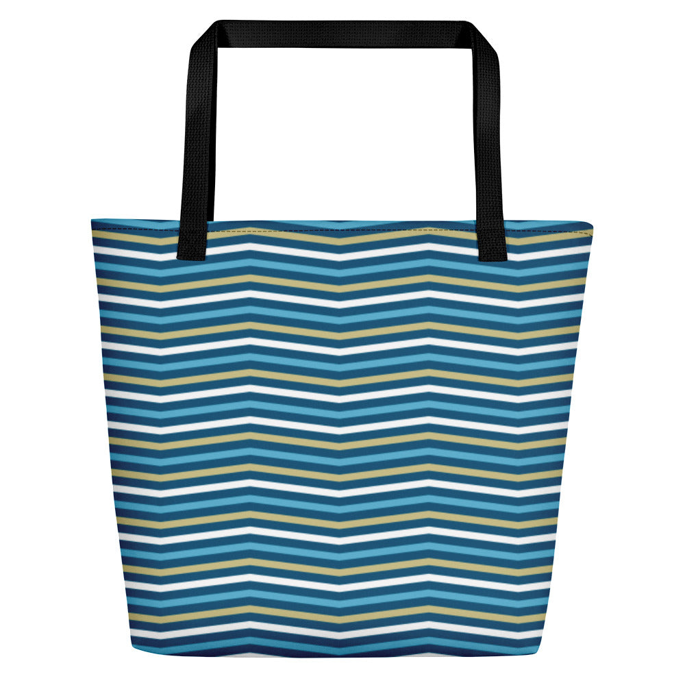 Blue and Brown Stripes Beach Bag - The Salty Anchor