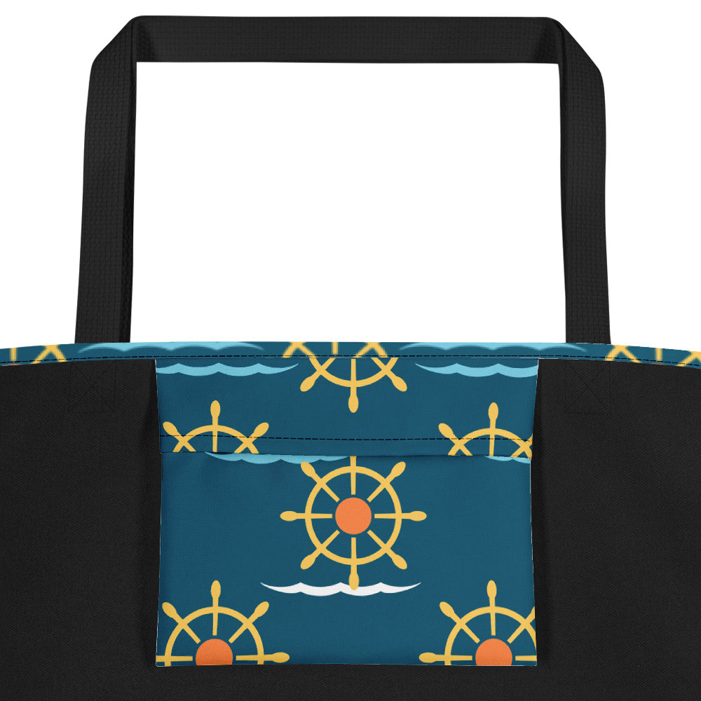 Ship Wheels and Waves Beach Bag - The Salty Anchor