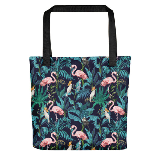 Flamingo Jungle Animals Tote Bag 15x15 - The Salty Anchor