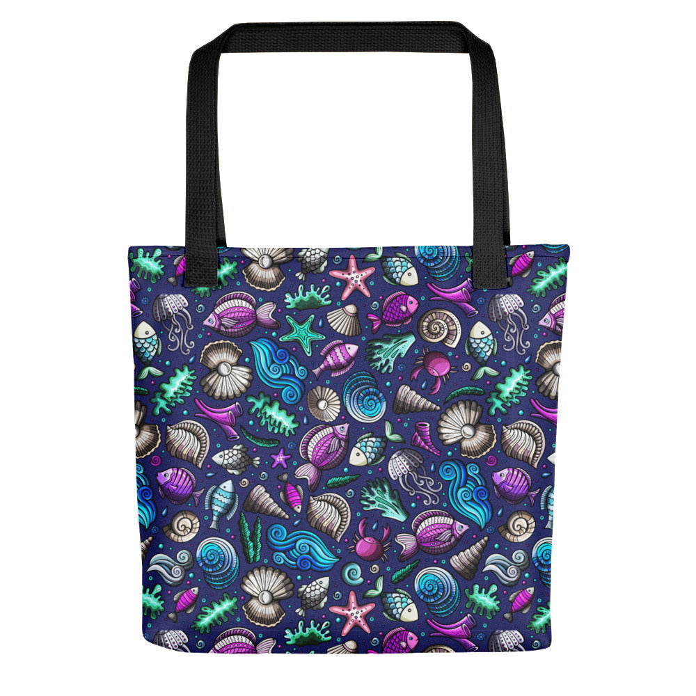 Neon Nautical Tote Bag 15x15 - The Salty Anchor