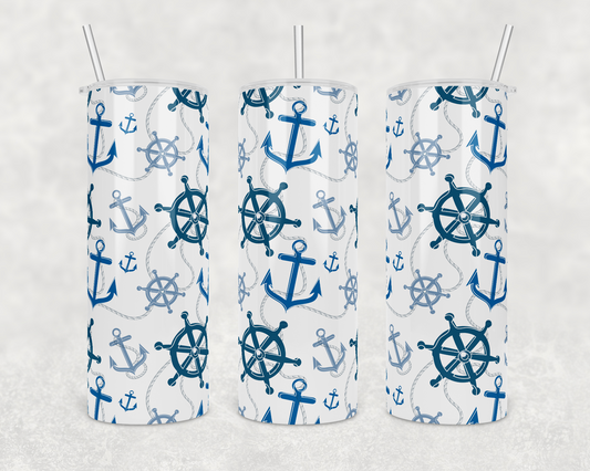 Ship Wheels & Anchors Insulated Drink Tumbler - The Salty Anchor