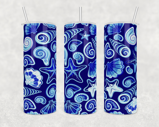 Blue Sea Shells Insulated Drink Tumbler - The Salty Anchor