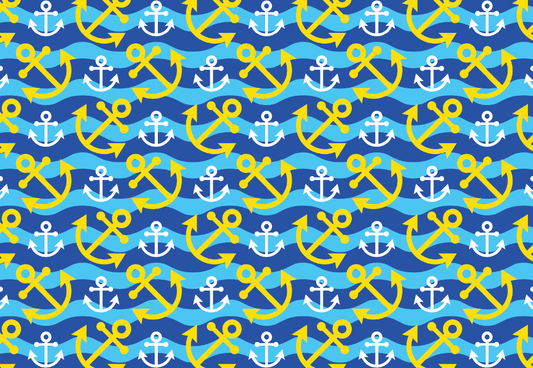 Blue Waves & Yellow Anchors Adult Face Mask - The Salty Anchor