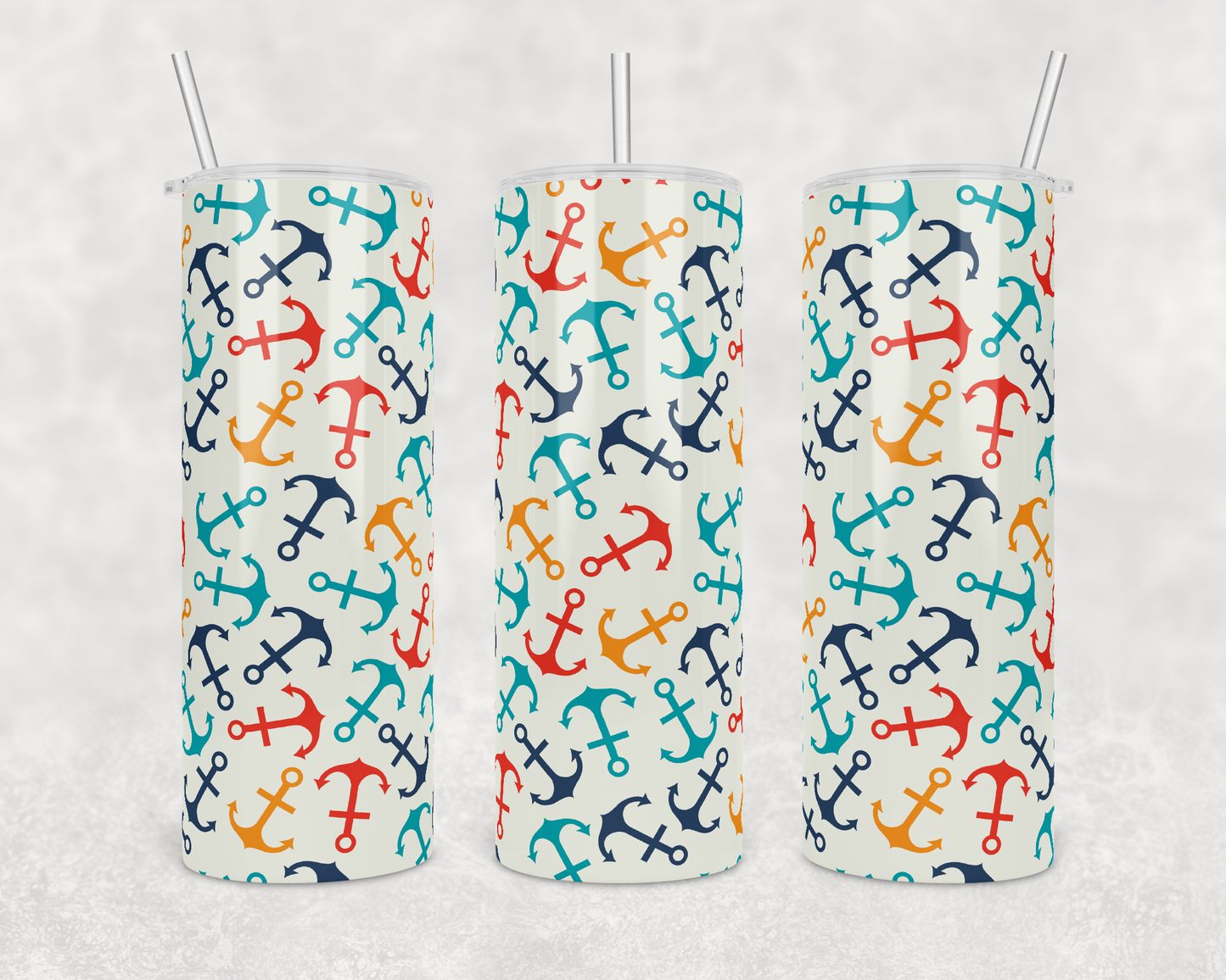 Colorful Anchors Insulated Skinny Tumbler - The Salty Anchor