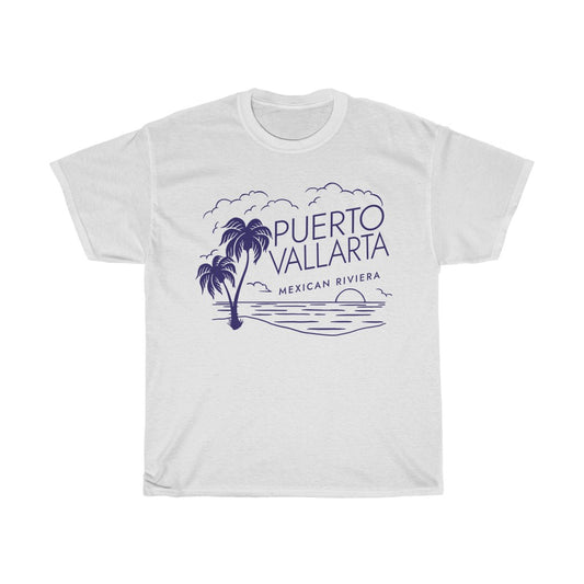 Puerto Vallarta Tropical Sunset Unisex Heavy Cotton Tee - The Salty Anchor