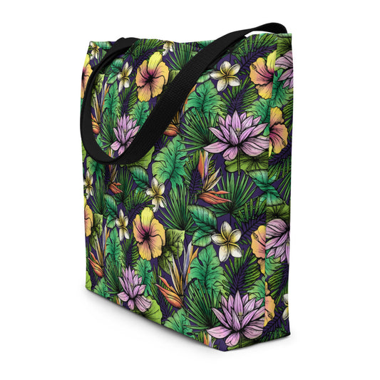 Tropical Flowers Beach Bag - The Salty Anchor