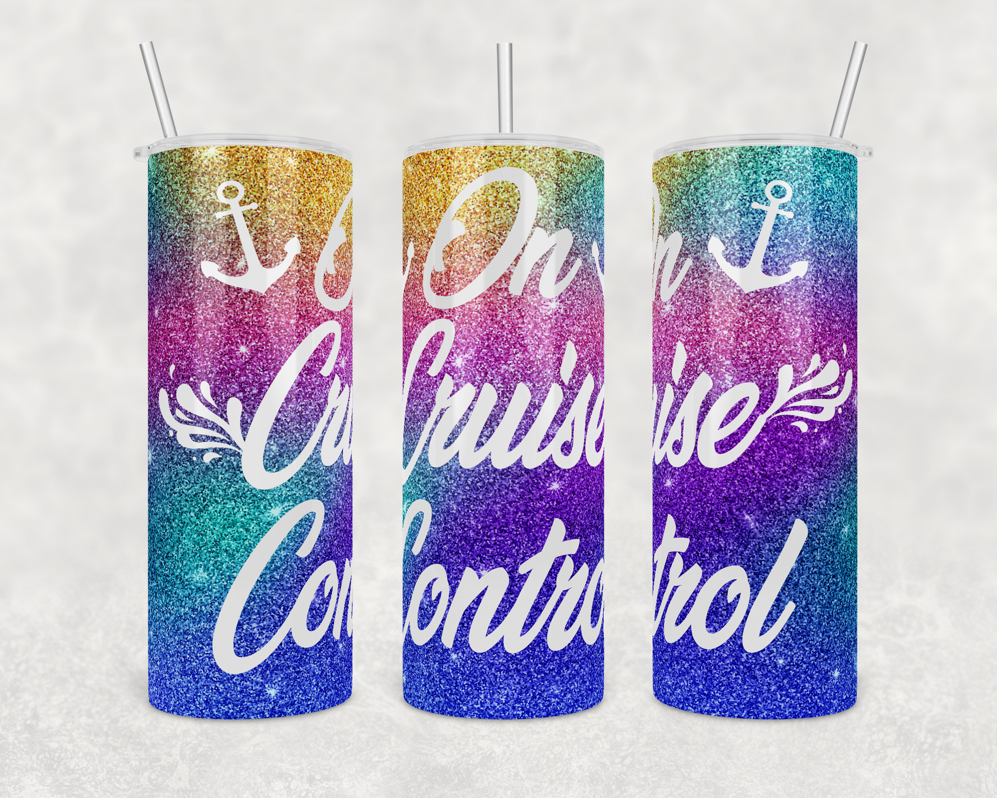On Cruise Control Rainbow Glitter Insulated Drink Tumblers - The Salty Anchor