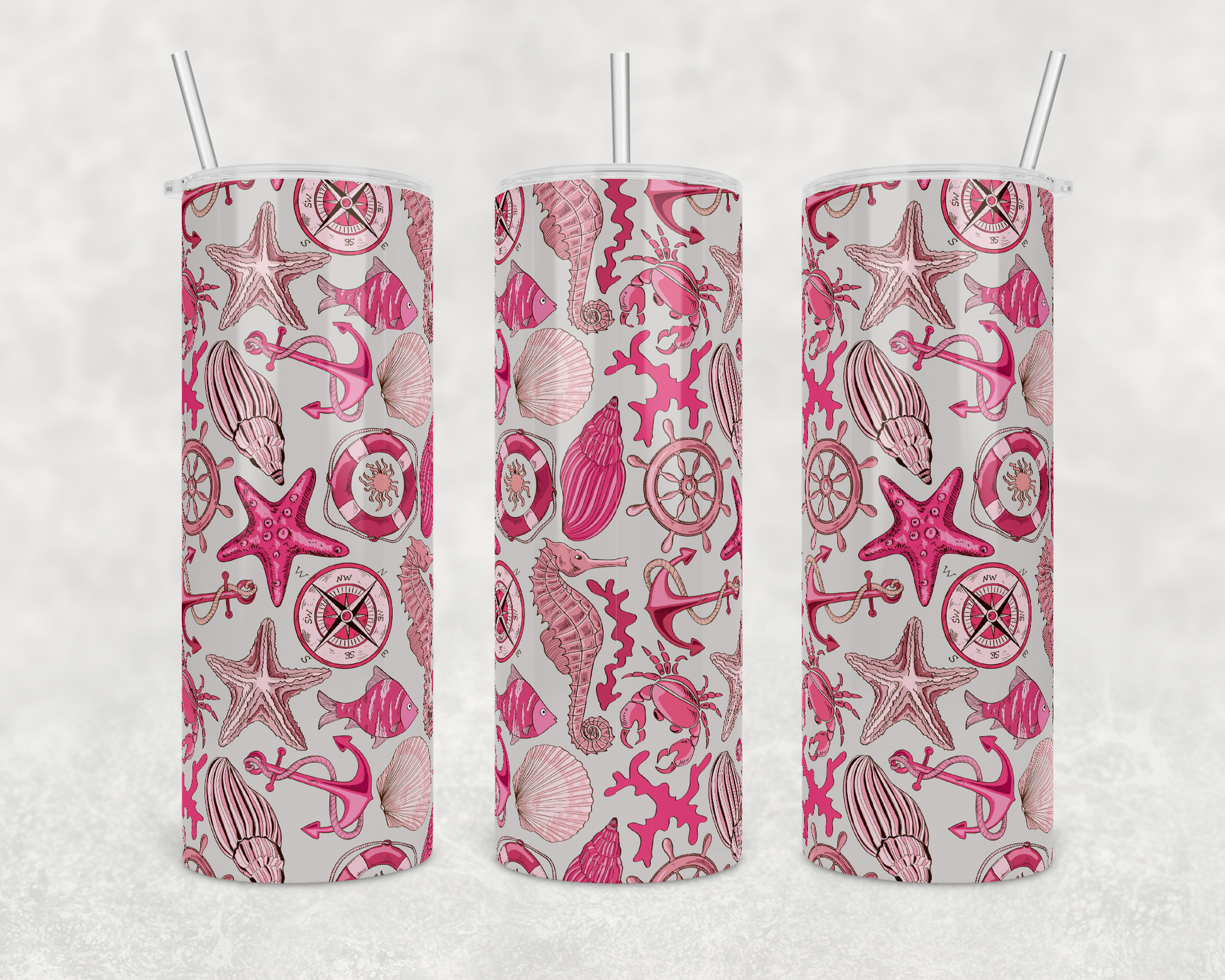 Pink Nautical Icons Tumbler - The Salty Anchor