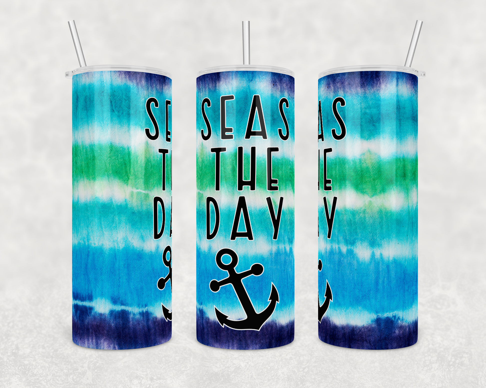 Seas the Day Blue Green Tie Dye Insulated Drink Tumbler - The Salty Anchor