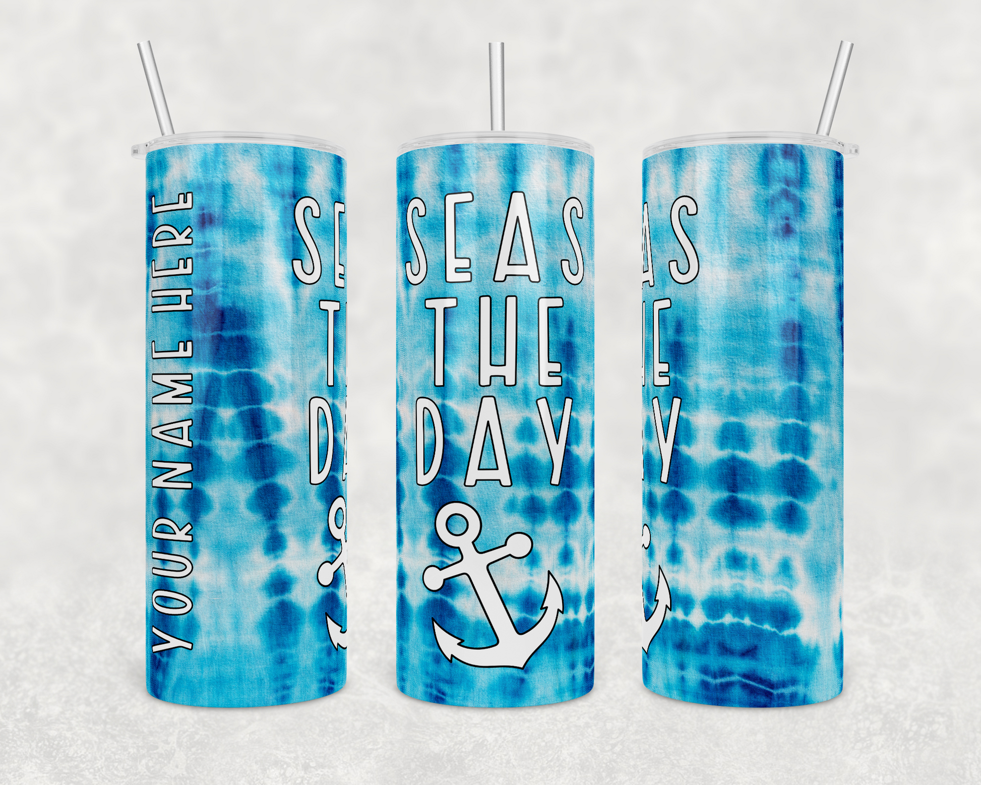 Seas the Day Ocean Blue Tie Dye Insulated Drink Tumbler - The Salty Anchor