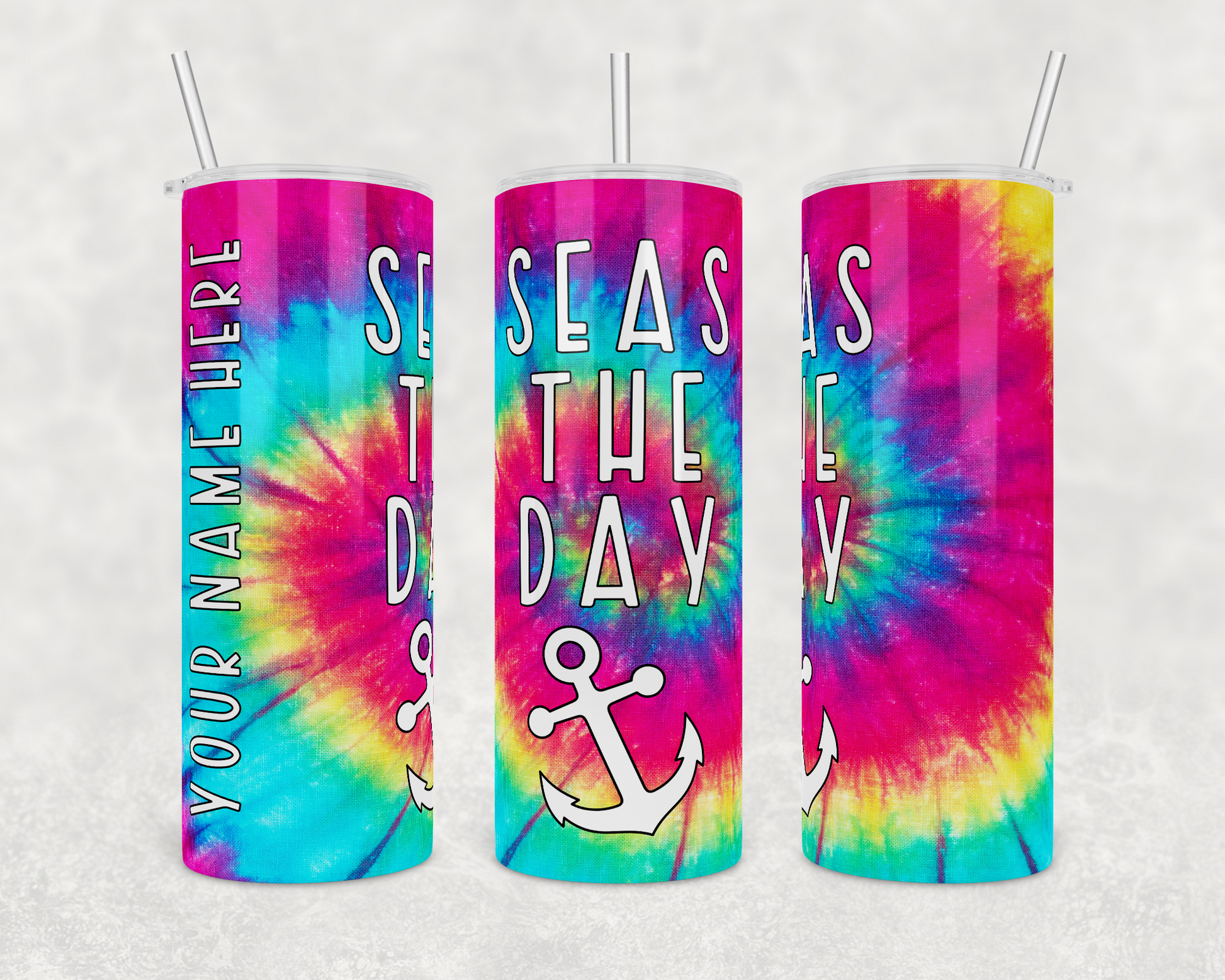 Seas the Day Rainbow Tie Dye Insulated Drink Tumbler - The Salty Anchor